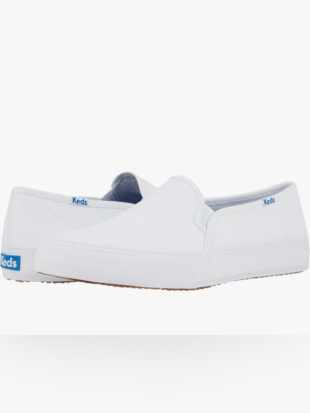 Keds Double Decker White Canvas Slip-On Sneakers (Womens 9.5W)